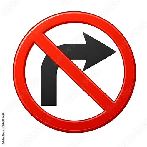 Free Download Prohibition sign no right turn icon circular red with arrow symbol - GFXLoad