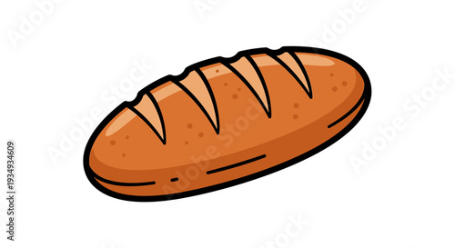 Cartoon-style illustration of a sliced baguette on a white background