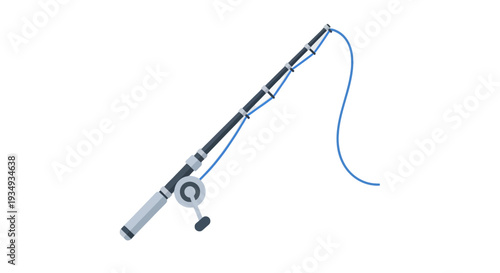 Close-up of a telescoping fishing rod with a blue cord on a white background