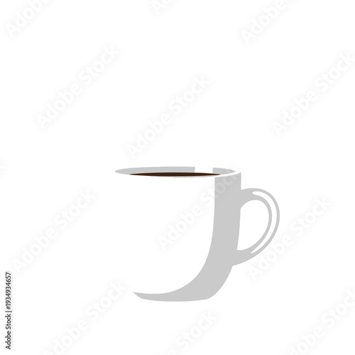 A white coffee mug with a silver interior and handle on a plain white background