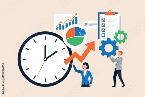 Time management and business growth planning analysis and successful teamwork