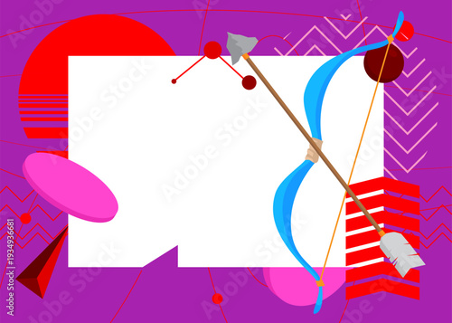 Ancient arrow geometrical graphic retro theme background. Minimal geometric elements. Vintage abstract shapes vector illustration.