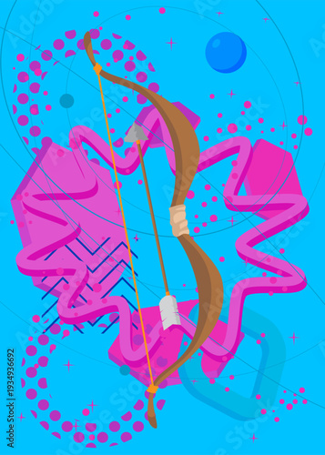 Ancient arrow geometrical graphic retro theme background. Minimal geometric elements. Vintage abstract shapes vector illustration.