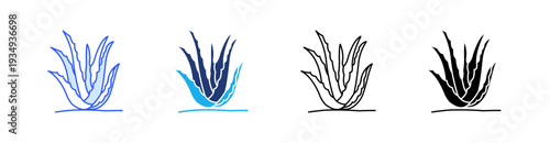 Aloe Vera Multiple Style Icon Set Vector 