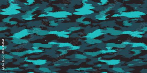 青と黒の迷彩柄 ハーフトーン シームレスパターン