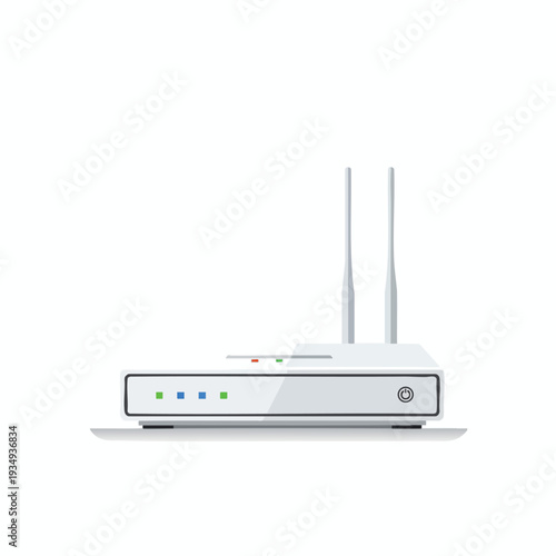 White Wi Fi Router with Multiple Antennas
