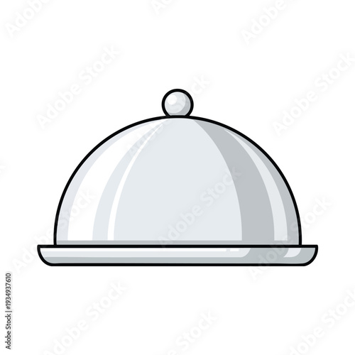 Simple Cloche Illustration for Restaurant or Catering