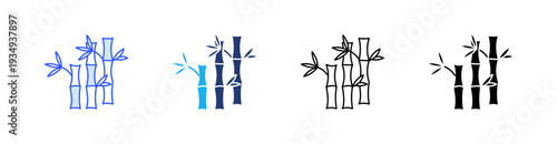 Bamboo Multiple Style Icon Set Vector 