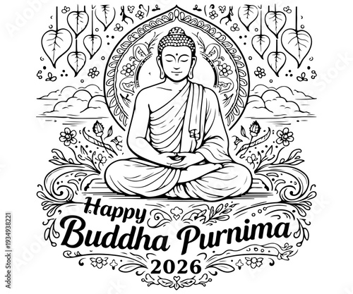 Line Art of Gemini said
Happy Buddha Purnima 2026 Coloring Page