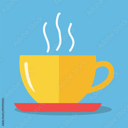 Warm Drink: A simplistic illustration of a steaming beverage, the perfect way to begin the day, evoking feelings of comfort and relaxation