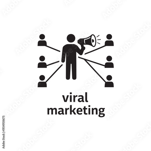 Black and white viral marketing with megaphone and people communication 1