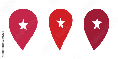 Set of hand drawn map pin Map marker pointer sign GPS and mapping tools Location pin symbol Pinpoint clipart in doodle style Single element for web, design