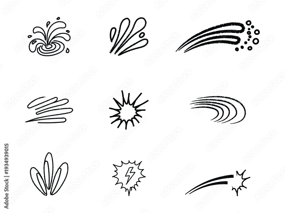 Fototapeta premium Collection of abstract black and white line art designs