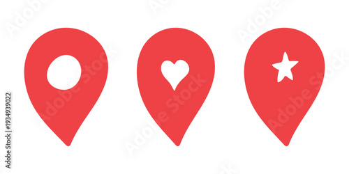 Set of hand drawn map pin Map marker pointer sign GPS and mapping tools Location pin symbol Pinpoint clipart in doodle style Single element for web, design