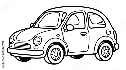 Black and white illustration of a vintage car