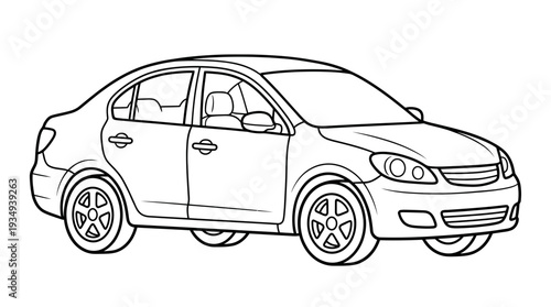 Black and white sedan car illustration