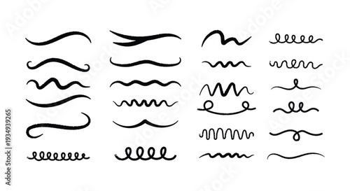 Collection of various hand drawn mustache styles and shapes