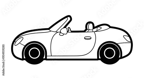 Black outline of a convertible sports car, isolated on a white background.