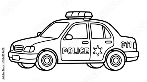 Line art police car vector illustration