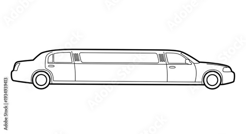 Long black limousine car outline, side view