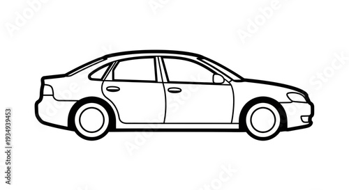 Outline Sedan Car Illustration