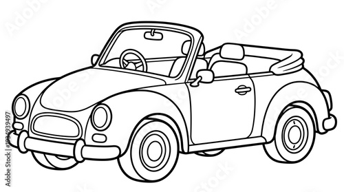 Retro convertible car outline illustration