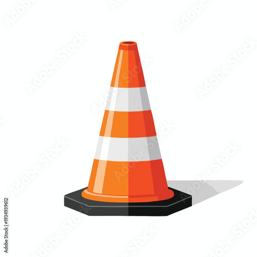 Orange Traffic Cone Isolated on White Background