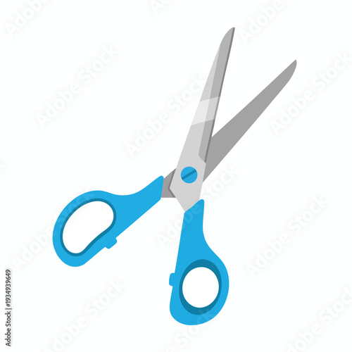 Blue Handled Scissors on White Background