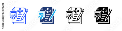 Consent Multiple Style Icon Set Vector 