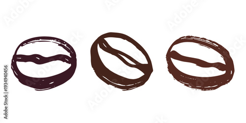Set of hand drawn fresh roasted coffee bean Arabica robusta seed doodle Single element for design print packaging label decor