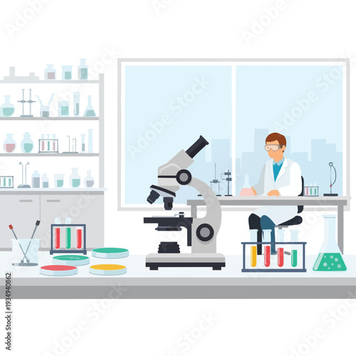 Scientist Conducting Research in Modern Laboratory