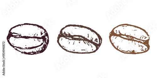 Set of hand drawn fresh roasted coffee bean Arabica robusta seed doodle Single element for design print packaging label decor