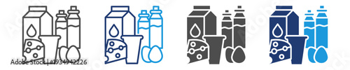 dairy product icon set multiple style