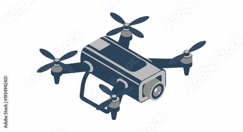 Drone with camera flying in the air.