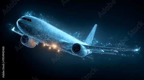real-time aircraft cargo tracking system on blockchain, glowing cargo IDs inside airplane, digital aviation transparency network