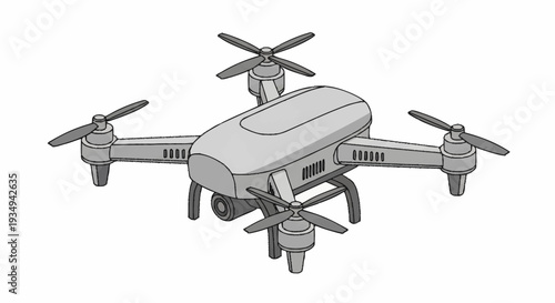 Quadcopter Drone with Four Propellers and Control Unit.