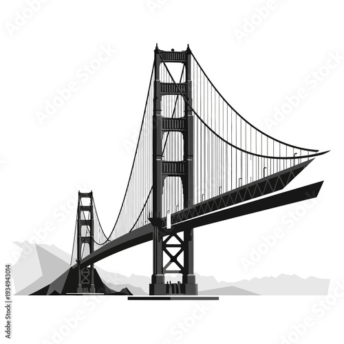 Golden Gate Bridge Illustration in Black.