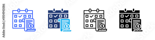 Due Multiple Style Icon Set Vector 