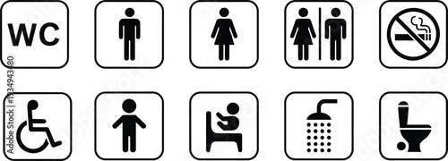 Restroom and Facility Signage Icons vector illustration