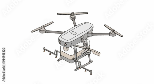 Drone with camera and gimbal illustration.