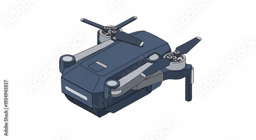 Modern drone with four propellers and sleek design.