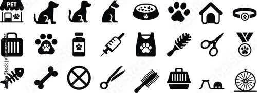 Comprehensive set of pet care and animal icons with diverse symbols vector illustration