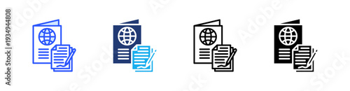 Citizenship Forms Multiple Style Icon Set Vector 