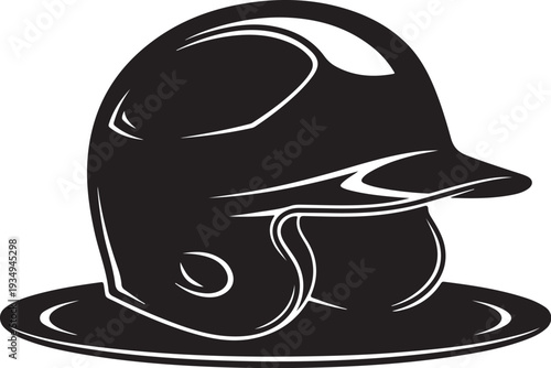 Black and White Illustration of a Hard Hat Helmet