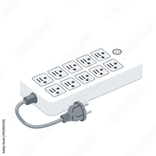 White Power Strip with Multiple Outlets and Cord
