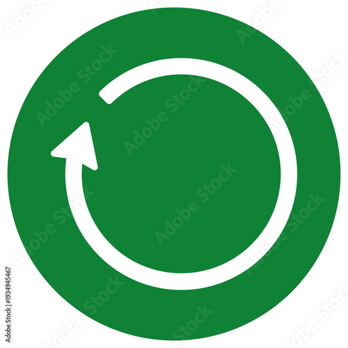 Vector Refresh Icon – White Circular Reset Arrow in Green Circle Symbol EPS