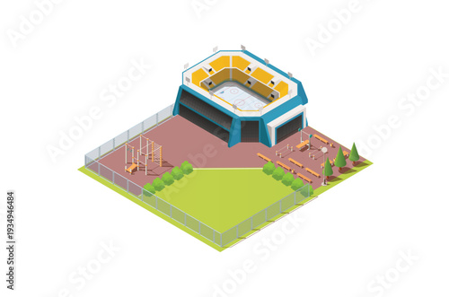 Modern Isometric  Stadiums, arenas and rink set, Web Banners, Suitable for Diagrams, Infographics, Book Illustration, Game Asset, And Other Graphic Related Assets