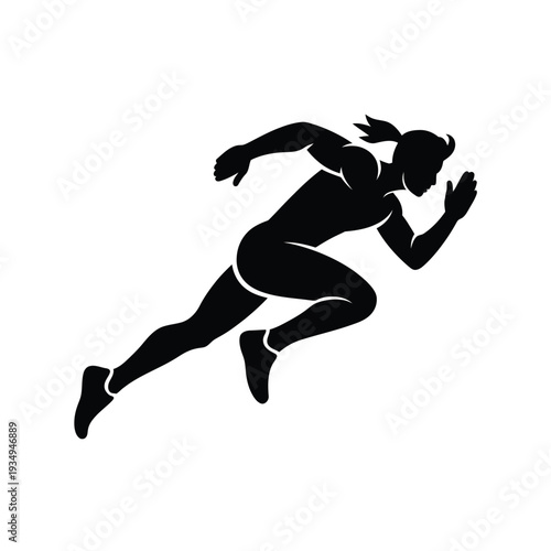Silhouette of a woman sprinting dynamically captured in a running pose