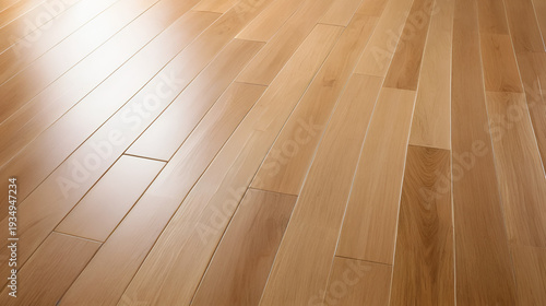 A beautiful sunlit hardwood floor, with visible texture and striation marks. Perfect for natural light to shine through during daytime hours.