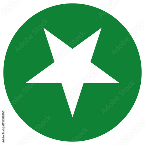 White Star Icon on Green Circle Background for Rating and Favorites